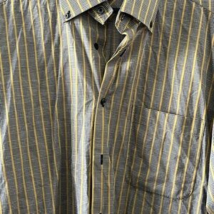 Umbria Men's Gray Shirt with Yellow Stripes
